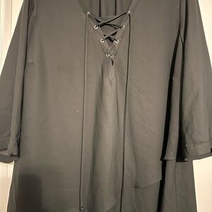 Roz & Ali Black Lace-Up Top